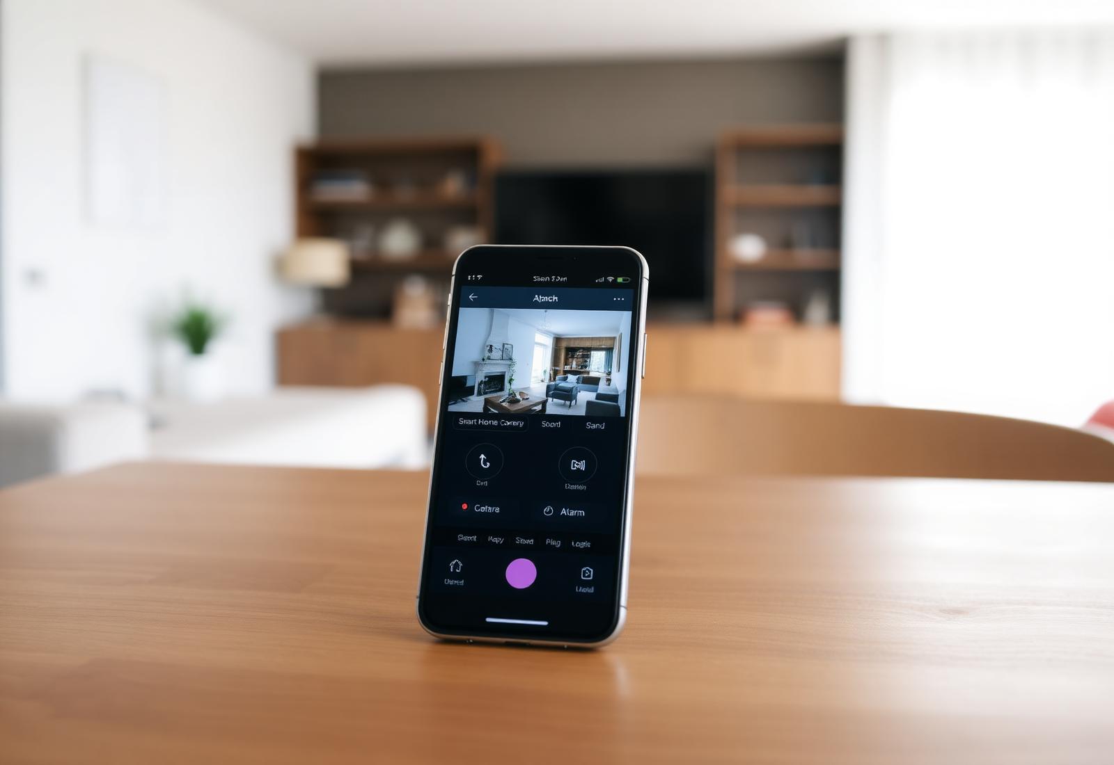 Smartphone showing security feed